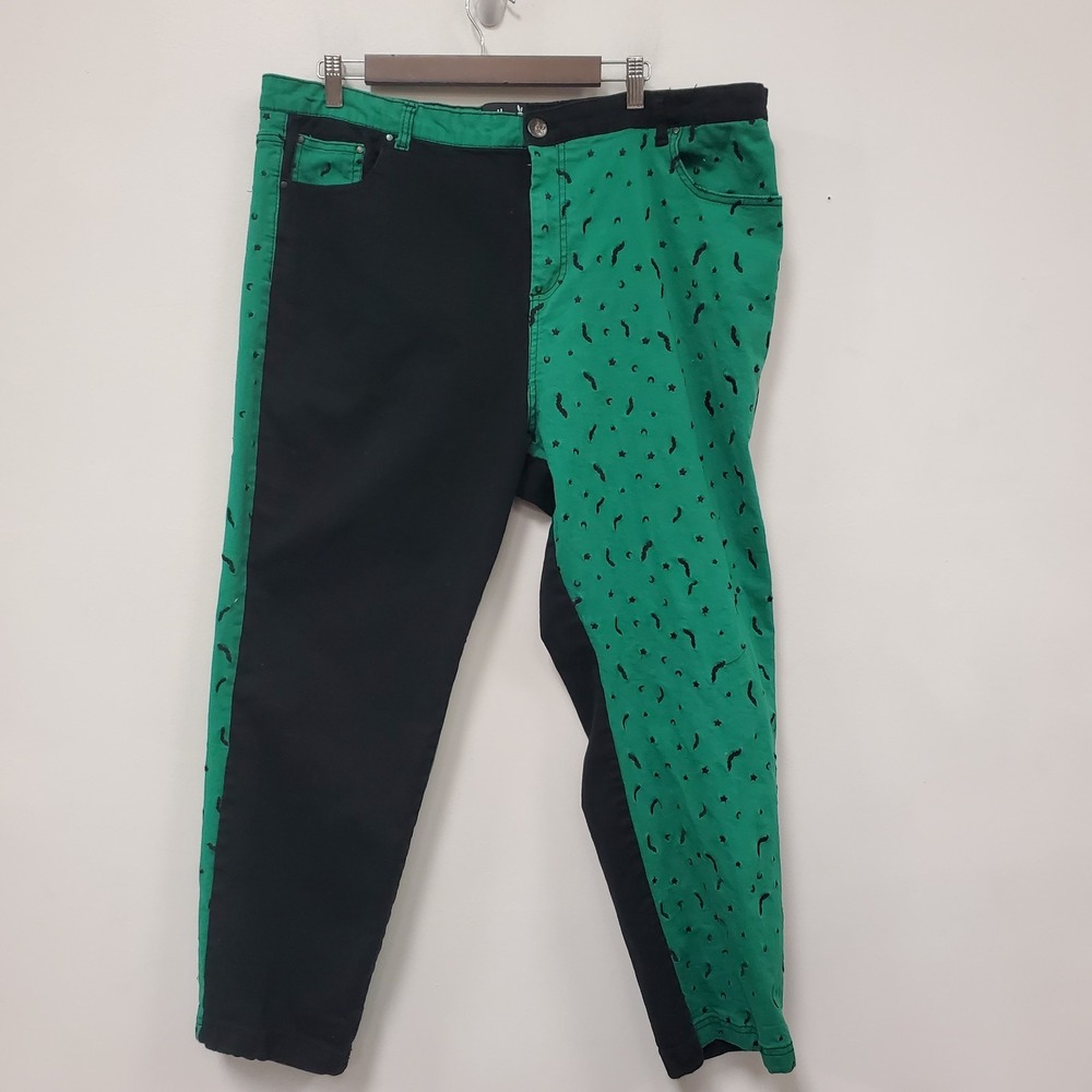 Hell Bunny Womens Halloween Colorblock Bat Jeans Size 3X Joker Retro Jester Alt